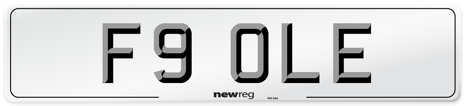 F9 OLE Number Plate from New Reg